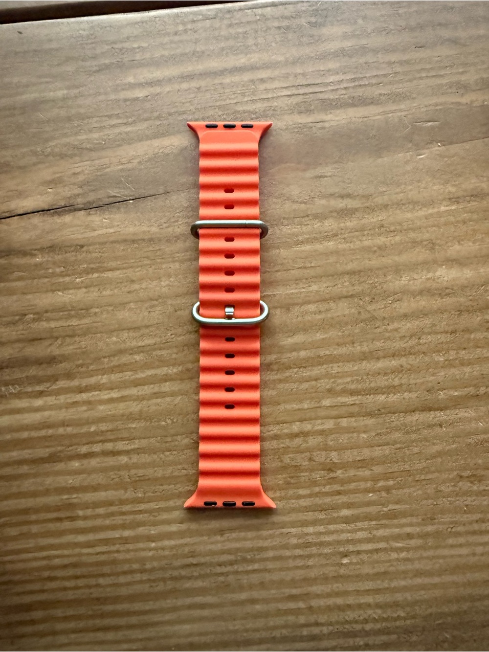 Apple Watch Orange Ribbed Silicone Watch Band - Picture 3 of 3